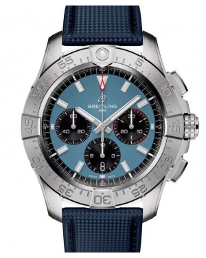 Breitling Avenger B01 Chronograph 44 Stainless Steel Blue Dial Leather Strap AB0147101C1X1