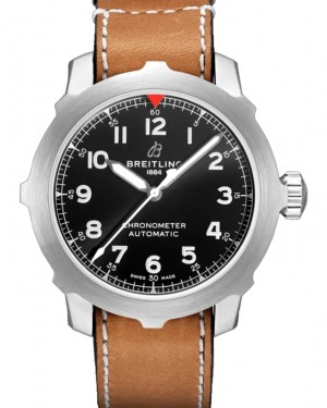 Breitling Aviator SUPER 8 B20 Automatic 46 Black Dial Stainless Bezel Leather Strap AB2040101.B1X1 - BRAND NEW