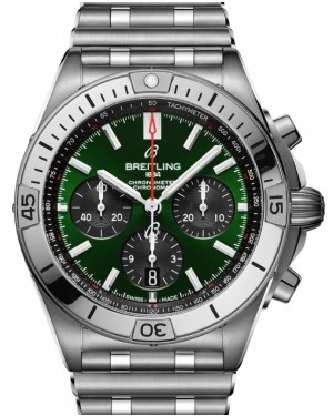 Breitling Chronomat B01 42 Bentley Stainless Steel 42mm Green Dial Steel Bracelet AB01343A1L1A1 - BRAND NEW