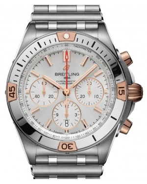 Breitling Chronomat B01 42 Silver Dial Stainless Steel/Red Gold Cream Dial IB0134101G1A1