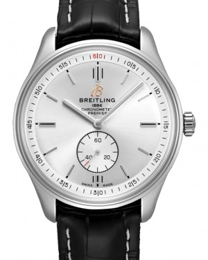 Breitling Premier Automatic 40 Stainless Steel 40mm Silver Dial Alligator Leather Strap A37340351G1P1 - BRAND NEW