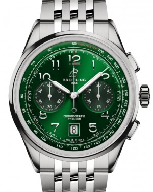 Breitling Premier B01 Chronograph 42 Stainless Steel Green Dial AB0145371L1A1 - BRAND NEW