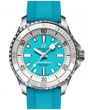 Breitling Superocean Automatic 36 Steel Turquoise Dial Rubber Strap A17377211C1S1