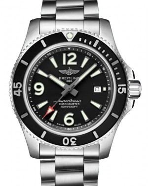 Breitling Superocean Automatic 44 Stainless Steel 44mm Black Dial Steel Bracelet A17367D71B1A1 - BRAND NEW