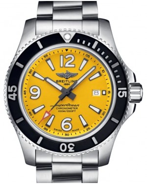 Breitling Superocean Automatic 44 Stainless Steel 44mm Yellow Dial Bracelet A17367021I1A1 - BRAND NEW