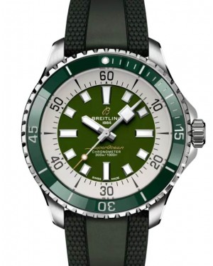 Breitling Superocean Automatic 44 Steel Green Dial Rubber Strap A17376A31L1S1