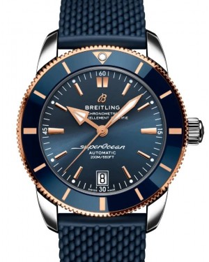 Breitling Superocean Heritage B20 Automatic 42 Stainless Steel/Red Gold Blue Dial Rubber Strap UB2010161C1S1