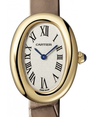 Cartier Baignoire Women's Watch Small Quartz Yellow Gold Silver Dial Alligator Leather Strap WGBA0007 - BRAND NEW