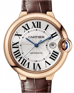 Cartier Ballon de Cartier Ballon Bleu de Cartier Men's Watch Automatic Rose Gold 42mm Silver Dial Alligator Leather Strap WGBB0017 - BRAND NEW