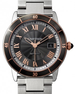Cartier Ronde Croisière De Cartier Watch W2RN0007 Grey Roman Rose Gold & Black Synthetic Bezel Stainless Steel - BRAND NEW