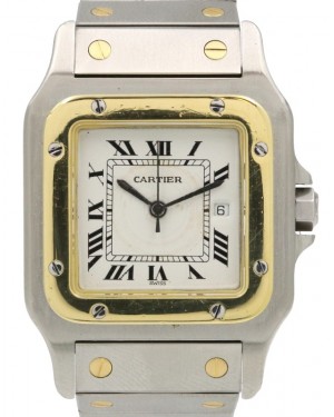 Cartier Santos Galbee Vintage Yellow Gold/Steel Ivory Roman Automatic - PRE-OWNED
