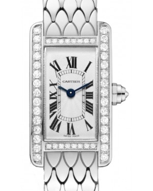Cartier Tank Americaine Women's Watch Mini Quartz White Gold Diamonds Silver Dial White Gold Bracelet WB710013 - BRAND NEW