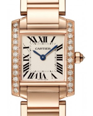 Cartier Tank Francaise Ladies Watch Small Quartz Rose Gold Diamond Bezel Silver Dial Bracelet WJTA0022 - BRAND NEW