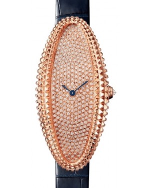 Cartier Baignoire Allongée Ladies Watch Extra-Large Manual-Winding Rose Gold Diamond Dial Alligator Leather Strap WJBA0017 - BRAND NEW