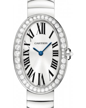 Cartier Baignoire Ladies Watch Small Quartz White Gold Diamond Bezel Silver Dial White Gold Bracelet WB520006 - BRAND NEW
