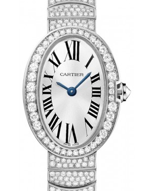 Cartier Baignoire Women's Watch Mini Quartz White Gold Diamonds Silver Dial White Gold Diamond Bracelet - BRAND NEW