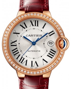 Cartier Ballon Bleu de Cartier Rose Gold/Diamonds 40mm Silver Dial Leather Strap WJBB0056 - BRAND NEW