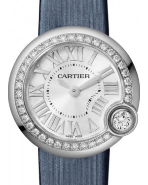 Cartier Ballon Blanc de Cartier Ladies Watch Quartz Stainless Steel Diamond Bezel 26mm Silver Dial Leather Strap W4BL0002 - BRAND NEW