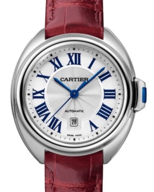 Cartier Cle de Cartier Women's Watch Automatic Stainless Steel 31mm Silver Dial Alligator Leather Strap WSCL0016 - BRAND NEW