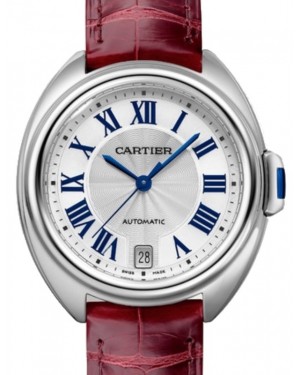 Cartier Cle de Cartier Women's Watch Automatic Stainless Steel 35mm Silver Dial Alligator Leather Strap WSCL0017 - BRAND NEW