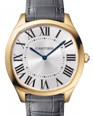 Cartier Drive De Cartier Extra-Flat Manual Winding Large Yellow Gold Silver Dial Alligator Leather Strap WGNM0011 - BRAND NEW