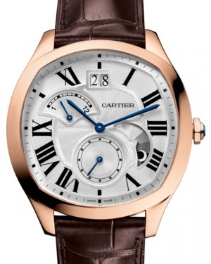 Cartier Drive de Cartier Second Time Zone Day/Night Men's Watch Automatic Large Rose Gold Silver Dial Alligator Leather Strap WGNM0005 - BRAND NEW