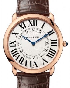 Cartier Ronde Louis Cartier Men's Watch Manual Winding Rose Gold 42mm Silver Dial Alligator Leather Strap W6801004 - BRAND NEW
