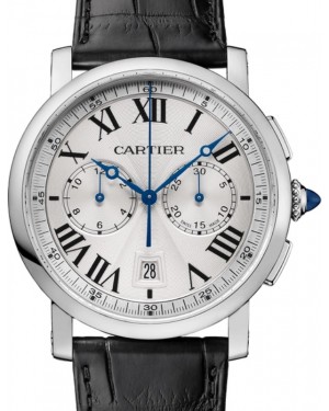 Cartier Rotonde de Cartier Chronograph Men's Watch Automatic Stainless Steel 40mm Silver Dial Alligator Leather Strap WSRO0002 - BRAND NEW