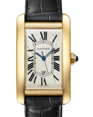 Cartier Tank Americaine Men's Watch Large Automatic Yellow Gold Silver Dial Alligator Leather Strap WGTA0041 - BRAND NEW