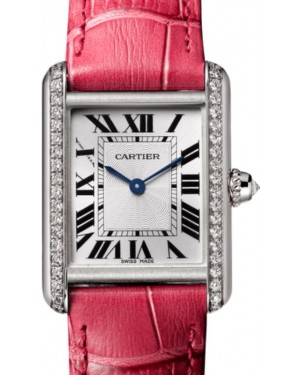 Cartier Tank Louis Cartier Ladies Watch Small Manual Winding White Gold Diamond Bezel Silver Dial Alligator Leather Strap WJTA0011 - BRAND NEW