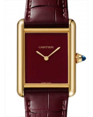 Cartier Tank Louis Cartier Large Manual Winding Yellow Gold Red Dial Leather Strap WGTA0190 - BRAND NEW