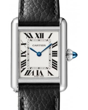 Cartier Tank Must Small Quartz Stainless Steel Silver Dial Leather Strap WSTA0042