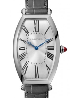 Cartier Tonneau Men's Watch Manual-Winding Large Platinum Silver Dial Alligator Leather Strap WGTN0005 - BRAND NEW