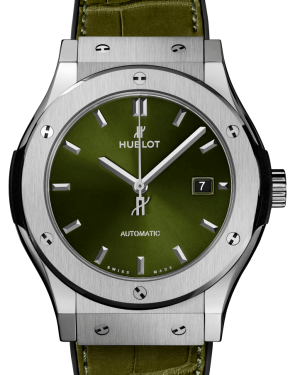 Hublot Classic Fusion Titanium Green 42mm Green Dial Alligator Leather Straps 542.NX.8970.LR - BRAND NEW