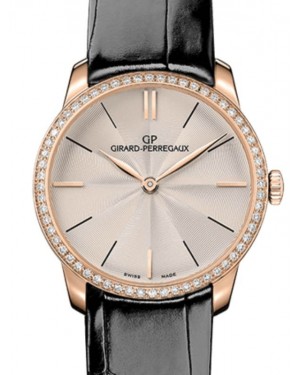 Girard Perregaux 1966 30MM Pink Rose Gold/Diamonds Silver Dial Leather Strap 49528D52A131-CB6A