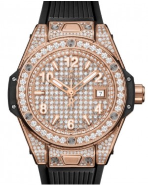 Hublot Big Bang 3-Hands One Click King Gold Full Pave 33mm 485.OX.9000.RX.1604 - BRAND NEW