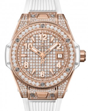 Hublot Big Bang 3-Hands One Click King Gold White Full Pave 33mm 485.OE.9000.RW.1604 - BRAND NEW