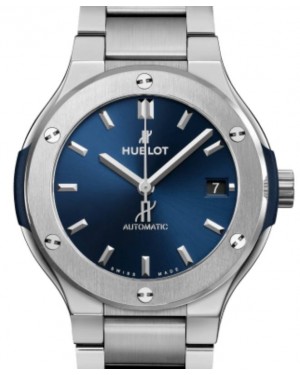 Hublot Classic Fusion 3-Hands Blue Titanium Bracelet 38mm 568.NX.7170.NX - BRAND NEW