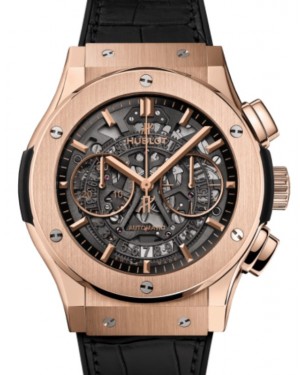 Hublot Classic Fusion Chronograph Aerofusion King Gold 45mm Skeleton Dial Rubber and Alligator Leather Straps 525.OX.0180.LR - BRAND NEW