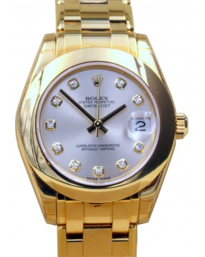 Rolex Datejust Masterpiece 81208 Ladies 34mm White Factory Diamond Dial 18k Yellow Gold - BRAND NEW