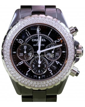 Chanel J12 H1009 Black Ceramic Diamond Chronograph 41mm Automatic - BRAND NEW