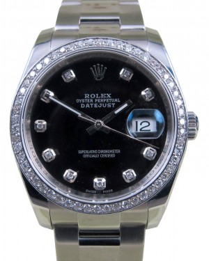  Rolex Datejust 36 White Gold/Steel Black Custom Diamond Dial & Bezel Oyster Bracelet 126200 (126284RBR) - BRAND NEW