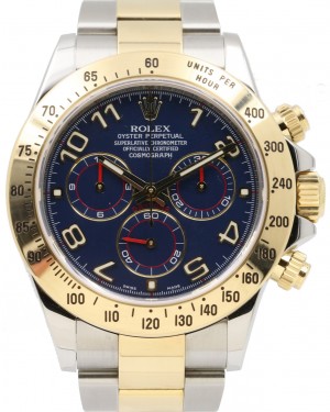 Rolex Daytona Yellow Gold & Steel Blue Arabic Dial Oyster Bracelet 116523 - PRE-OWNED