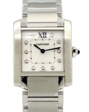 Cartier WE110007 Tank Francaise Silver Opaline Diamond Stainless Steel BRAND NEW