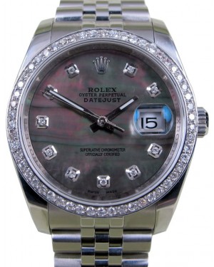  Rolex Datejust 36 White Gold/Steel Dark MOP Custom Diamond Dial & Bezel Jubilee Bracelet 126200 (126284RBR) 