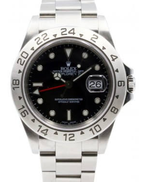 Rolex Explorer II Stainless Steel Black 40mm Dial Stainless Steel Oyster GMT Holes Case SEL 16570 - PRE-OWNED