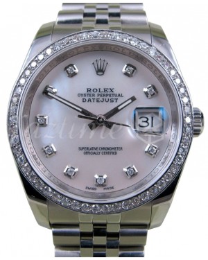  Rolex Datejust 36 White Gold/Steel White Mother Of Peral Custom Diamond Dial & Bezel Jubilee Bracelet 126200 (126284RBR)