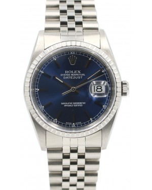 Rolex Datejust 16220 Men's 36mm Blue Index Stainless Steel Jubilee PRE-OWNED