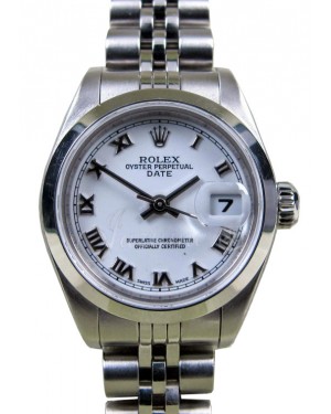 Rolex Date 79160 Ladies 26mm White Roman Stainless Steel Jubilee