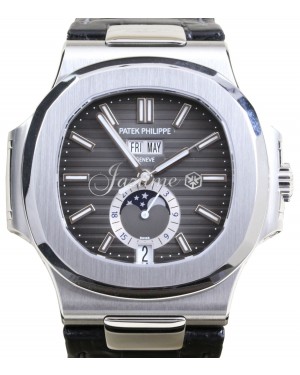 Patek Philippe Nautilus Annual Calendar Moon Phases Stainless Steel Black Dial 5726A-001 